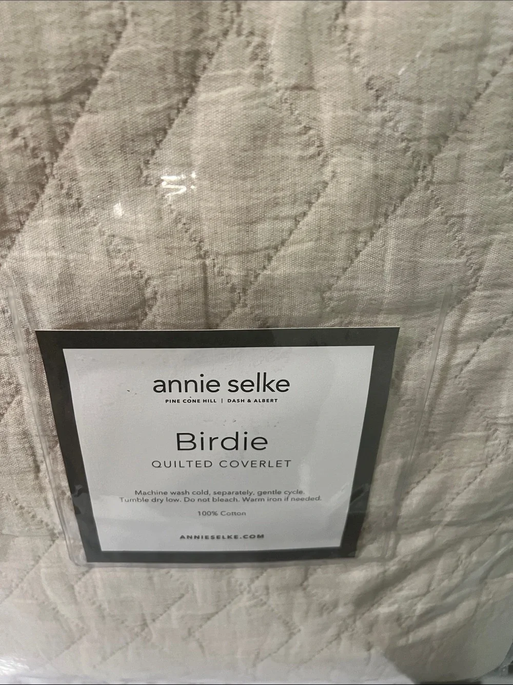 annie selke Birdie Quilted Coverlet in Cream